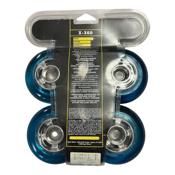 Y2K Hyper Wheels X-360 Inline Skate Wheels Set of 4 – 82mm 82A Made in Italy - Picture 2 of 4